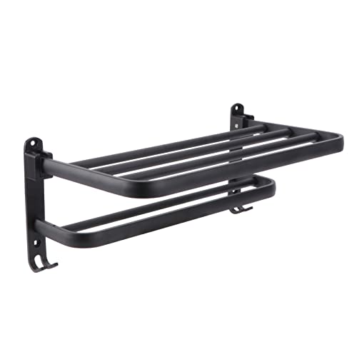 Cabilock 1 Satz Regal Badet uch Halter Kleiderbügel-Organizer Eckregal modern Handtuchständer Handtuchhalterung Retro-Handtuchhalter Handtuchhalter aus Aluminium für die Black