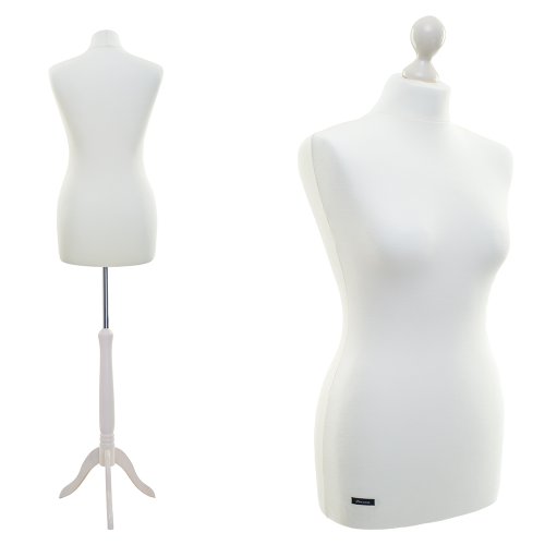 LUCCESI Schneiderpuppe | Damen/Herren | Größe/Size: von 34-36 bis 50-52 | Schneiderbüste M (36-38) | Bezug Creme-Weiss, Standfuss Weiss