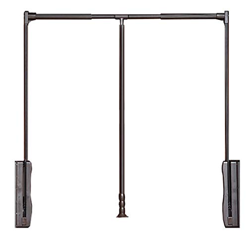 DLPPPA Kleiderstange zum Herunterziehen, verstellbare Breite, Kleiderstange, Aufbewahrung der Kleiderstange für Garderobe, Soft Return-Braun (Size : 890-1210mm/35in-47.6in)