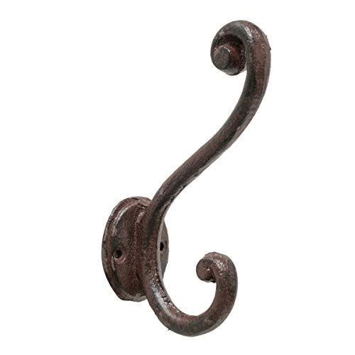 RiloStore Wandhaken Braun 14x10x4cm geschwungen Gußeisen Garderobenhaken Eisen Antik Vintage Nostalgie massiv Mehrzweckhaken Gaderobe Kleiderhaken