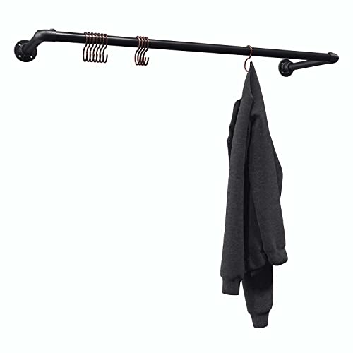 KLEMP Kleiderstange Industrieller Stil Schwarz Garderobe Industrial Vintage DIY Kleiderständer Kleiderhaken Wandmontage - B100 cm