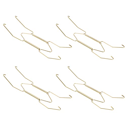 4 Stück Aufhänger Haken Restaurant Spring Tablett Teller Home Antik mit dem Ständer Beschichtungshalter Golden Dekorative Kunst Kunst und Halter Teller Schüssel Dekoration Edelstahl auf Metall Display