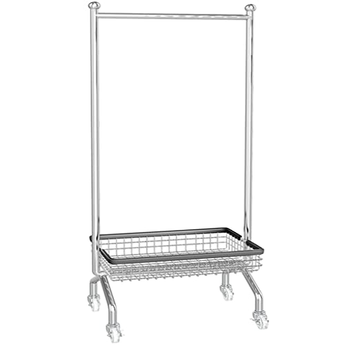 Kleiderschrank Offen Kleiderständer Auf Rädern Kleiderständer Mit Unterem Netzregal Stabiler Metallrahmen Rollbarer Kleiderständer for Tasche Hut Schal Jacke (Color : Silver, Size : 118 * 40 * 171cm)