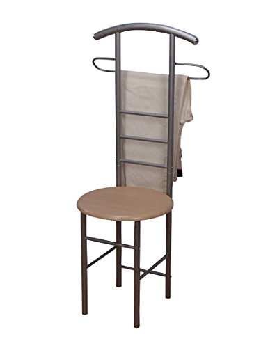 iovivo Herrendiener aus Stahlrohr mit rundem Sitz, 53x47x118 cm alu/buche