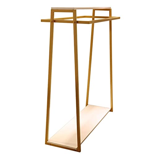 Kleiderständer, Ausstellungsregal aus geschmiedetem Eisen, goldfarben, robust und langlebig, starke Tragkraft (Größe: 120 x 145 cm)