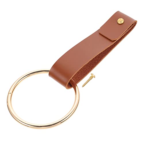 Homoyoyo Handtuchring Wand Lederband Wandmontierte Lederhaken Hellbraune Handtücher Handtuchhalter Kleiderbügel Aus Kunstleder Garderobenständer Zur Wandmontage Hakenleiste Metall Messing