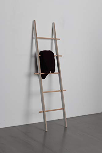 TIDYBOY Kleiderleiter Weiß, Kleiderständer Holz, Handtuchleiter & Handtuchhalter aus Massivholz, Designer Holzleiter Deko auch als Dekoleiter, Herrendiener oder Stummer Diener (Birke)