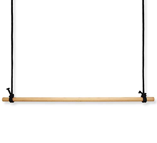 craftwerk 11 Hängegarderobe Holz 100 cm | Natur | hochwertiges Baumwoll Seil | Kleiderstange Deckenmontage | Vintage Industrial | hängend & höhenverstellbar