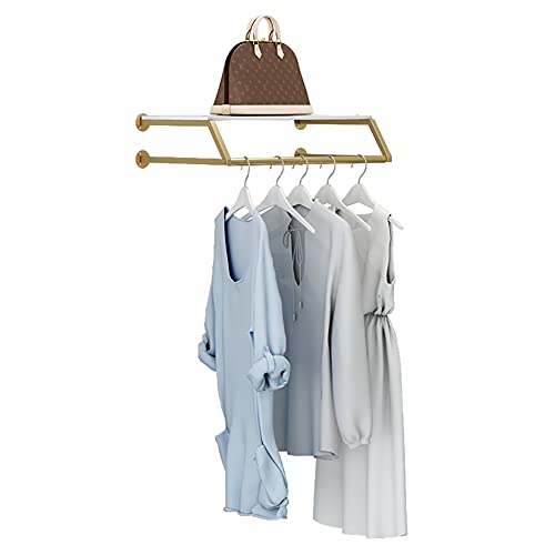Kleiderstange zur Wandmontage, abnehmbare Garderobe im Loft-Design, Kleiderständer, mit Ablage/golden / 80cm