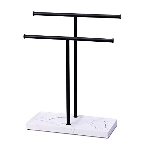 LKKL Handtuchstangen Handtuchständer Edelstahl Handtuchhalter Stand für Bad mit Harz Basis Doppel-T Form Freistehend Handtuchständer Arbeitsplatte Handtuchstange für Küche und Badezimmer Schminktisch
