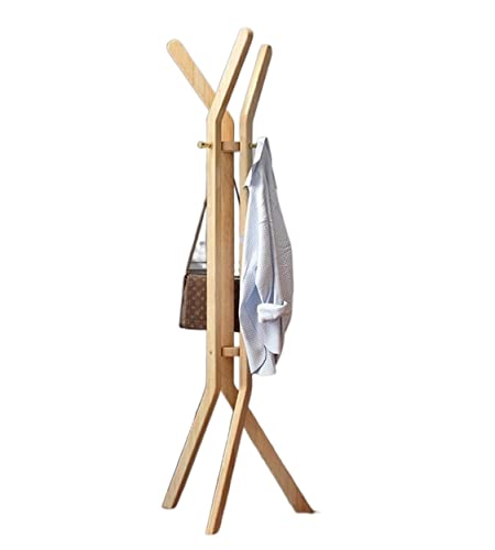 Garderobenständer Freistehender Holz-Garderobenständer, Wohnzimmer-Garderobenständer, Gummi-Holzmantel, Kreativer Kleiderbügel Für Den Eingangsbereich Des Home-Office-Flurs Kleiderständer ( Color : Pr