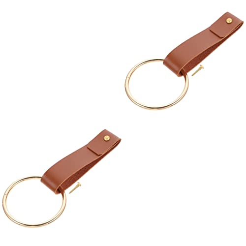 Housoutil 2st Handtuchring Wandmontierte Lederhaken Kleiderständer Aus Metall Hellbraune Handtücher Handtuchhalter Kleiderbügel Aus Kunstleder Wand Lederband Kunsthandwerk Pu Messing