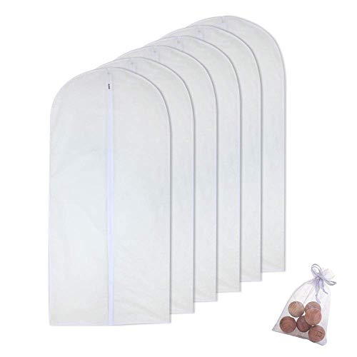 HomeClean Mottenfeste Kleidersäcke 60cm x 100cm Hängende Kleidungsaufbewahrungsbeutel und 6 Zedernbälle für Anzugjackenhemdpullover