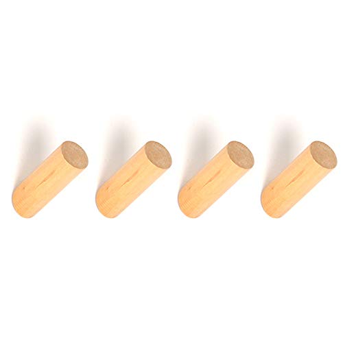 ANZOME Holz Haken, 4 Stück Holz Kleiderhaken, Holzhaken zum Aufhängen von Mänteln, Mützen, Schals, Kleidung und Kopfhörer im Schlafzimmer, Wohnzimmer, Flur (Holz)