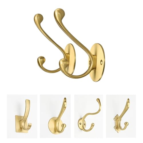 Garderobenständer, Wandhaken, Vintage-Kleiderbügel, Messing, Kleiderhaken, Mantel, Tasche, Hut, Hängehaken, Metall, Türrückwand, Badezimmer, Küche, antikes Regal mit Schraube (Farbe: 2 Stück A) ( Colo