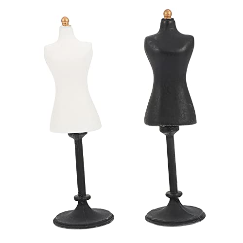 HOLIDYOYO 2 Stücke Modell Stehen Mini Kleiderständer Miniatur Dekoration Mädchen Kleiderbügel Schaufensterpuppe Puppe Mini Puppe Schaufensterpuppe Modell Puppe Kleidung Miniatur DIY Zubehör