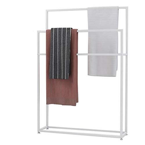 MOMD Handtuchstander freistehend Metall, Handtuchhalter stehend schwarz, handtuchhalter freistehend Edelstahl mit 3 Armen handtuchhalter ohne Bohren white-75x20x110cm
