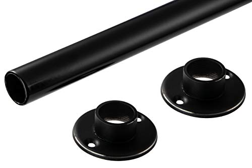 Gedotec Schrankrohr Edelstahl schwarz Kleiderstange rund Schrankstange für Kleider-Schränke & Garderobe | 1300 mm rund | Möbelrohr Ø 20 mm | Edelstahl schwarz | 1 Stück - Garderobenstange Vintage