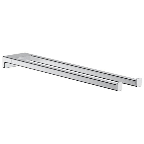 hansgrohe AddStoris - Handtuchhalter zweiarmig, Badetuchhalter, Handtuchstange doppelt, verdeckte Befestigung, Badezimmer Zubehör, Chrom, 41770000