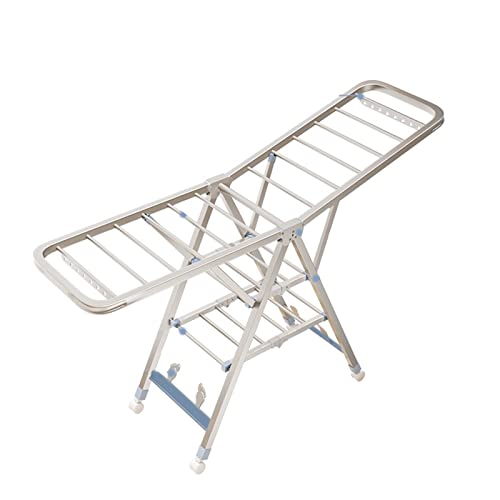 PADG Vom Boden bis zur Decke klappbarer Kleiderständer for den Innenbereich, Edelstahl-Kleiderständer, Balkon-Kleiderstange, DREI Schichten (Size : 1.7m)