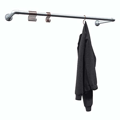 KLEMP Kleiderstange Industrieller Stil Verzinkt Garderobe Industrial Vintage DIY Kleiderständer Kleiderhaken Wandmontage - B75 cm