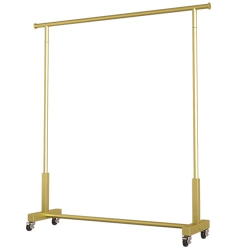 Garderobenständer Robuster Kleiderständer Mit Rollen, Einzelstangen-Kleiderständer Mit T-förmigem Sockel, Kleiderstange Aus Metall Für Schlafzimmer Und Boutique, Freisteh(Size:100X40X155CM,Color:Gold)