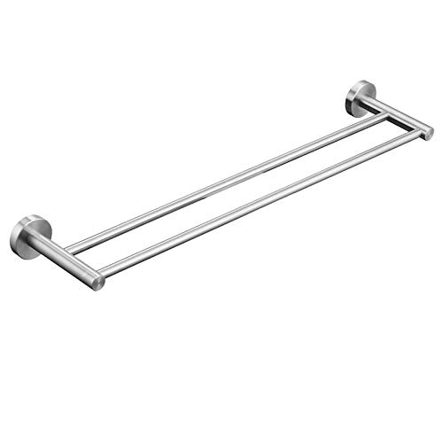 Leekayer Badezimmer-Handtuchhalter, 40 cm, doppelter Arm, gebürsteter Nickel, Handtuchring, Edelstahl, Wandbefestigung, Edelstahl, 60 cm