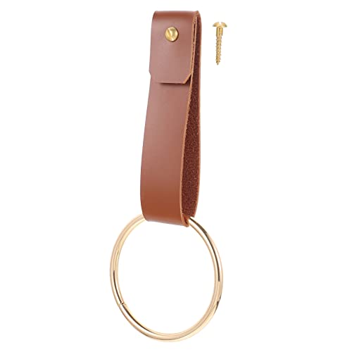 HEALEEP Handtuchring Kleiderbügel Aus Kunstleder Wand Lederband Wandmontierte Lederhaken Hellbraune Handtücher Kleiderständer Aus Metall Wand Kleiderständer Geschenk Messing Wandbehang
