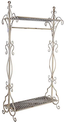 Nostalgie Garderobe Shabby Chic Garderobenständer altweiss Metallständer Regal aja005 Palazzo Exklusiv