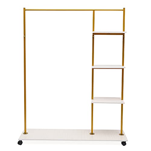 Bathrena Metall-Garderobe, Abnehmbar Freistehendes Kleiderregal Kleiderstange Hochzeitskleiderständer Regal Wäschestä| Garderobenständer Kleiderschrank 120*36*150cm|Mit 4 Universalrädern