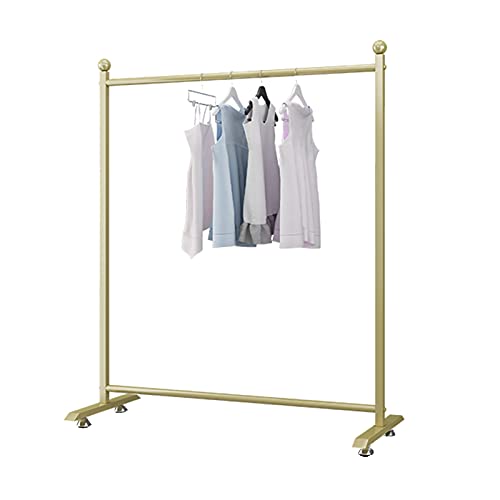 Rollbarer Kleiderständer auf Rädern, Kleiderständer aus goldenem Metall zum Aufhängen von Kleidung, verstellbare Garderobe mit Einer Stange für Schlafzimmer und Boutique (Größe: 80 x 40 x 15