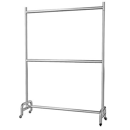 Generisch Kleiderständer mit Doppelstange auf Rädern – Rollbarer Kleider-Organizer, Kleiderstange aus Edelstahl für Schlafzimmer und Boutiquen, freistehender Kleiderbügel (100 x 40 x 155 cm)