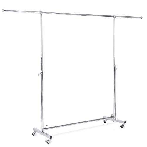 Rollbarer stabiler Kleiderständer Ausziehbarer Kleiderstange silber Garderobenständer Rollgarderobe H: 155-192 cm B: 123-200 cm
