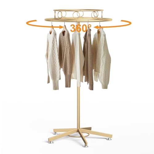 Metall Rund Drehbar Kleiderständer, 110-160cm Höhenverstellbarer Multifunktional Garderobenständer, Freistehender Kleiderbügel für Einzelhandel Boutiquen Schlafzimmer Bekleidungsgeschäft