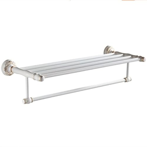 MKAK Badezimmer Mode Handtuchständer, Doppelschicht Badezimmer Hardware Anhänger Backen Weiß Lack Bad Badezimmer Regal Bad Handtuchstange
