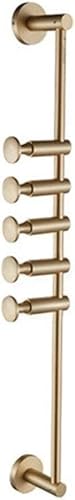 Kleiderhaken, Wandhaken, Messing-Garderobenständer, Wandmontageständer mit verstellbaren 5 Haken for Aufhängen, gebürstetes Gold-Finish, robuste Kleiderstange for Schlafzimmer, Flur, Wohnzimmer, Badez