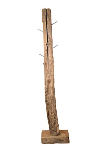 SAM Kleiderständer Tyke Teakholz, naturbelassen, Garderobenständer Massivholz, Unikat, Garderobe ca. 40 x 25 x 185 cm