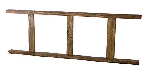 Kistenkolli Altes Land Deko Holzleiter als Handtuchhalter Badezimmer Bad Kleiderleiter Handtuchleiter 100cm 3 Sprossen (Braun, 100 x 35cm)