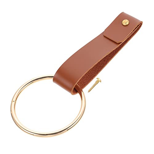 OSALADI Handtuchring Wandmontierte Lederhaken Handtuchhaken Wand Lederband Kleiderständer Aus Metall Hellbraune Handtücher Kleiderbügel Aus Kunstleder Wandbehang Toilettenartikel Messing
