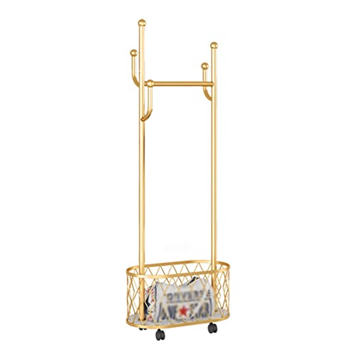 Garderobenständer, Kleiderstange, exquisiter Kleiderständer, Kleiderständer mit Korb, hängender Kleiderständer, Garderobenständer, freistehend, für Schlafzimmer, Waschküche, Eingangsbereich, Wohnen