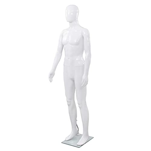 vidaXL Männliche Schaufensterpuppe mit Glassockel Mannequin Weiß 185 cm
