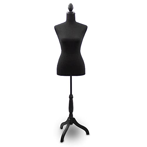 Bituxx Damenbüste Schneiderpuppe Schaufensterpuppe Torso Angezogen Mannequin Büste (Schwarz)