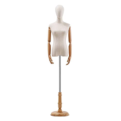 Schneiderpuppen Schaufensterpuppen-Torso-Schaufensterpuppenständer, weibliche Schaufensterpuppen, weibliche Schaufensterpuppen-Kleiderform mit flexiblem Arm, höhenverstellbare Halbkörper-Torso-Männche