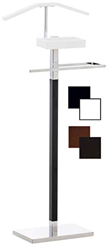 CLP Herrendiener Bray Mit Hosenstange Und Kleiderbügel I Unisex Kleiderbutler Aus Metall In Chromoptik I Stummer Diener In 4 Farben Erhältlich, Farbe:weiß