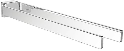 EMCO Cue Handtuchhalter zweiarmig zum Kleben oder Schrauben, starre Handtuchstange aus Metall, hochwertiger Badetuchhalter für Zwei Handtücher, Chrom