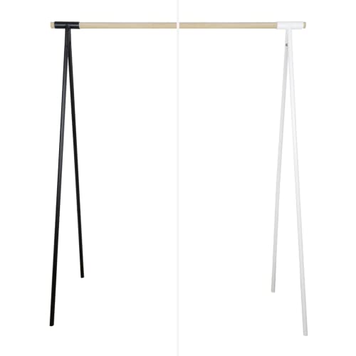 Natural Goods Berlin Kleiderständer GARD Design Garderobe freistehend | Metall Kleiderstangenhalterung für 30mm Rundstab | Massiv Holz stabil | DIY (100cm Kleiderstange EICHE, Schwarz)