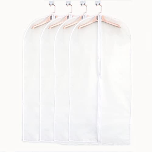 NA Kleiderhüllen, 4 Stück, transparent, Kleidersäcke, Anzugtasche, staubdicht, wasserdicht, mit Reißverschluss, zur Aufbewahrung von Anzügen, Kleidern, Kleidern, Größe 60 x 120 cm
