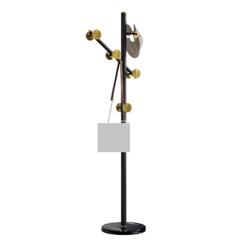 Bodenstehender Garderobenständer Edelstahl Boden-stehender Mantelregal Haushalt Schwere Vertikal Mantel Rack Wohnzimmer Korridor Dekoration Metall Kleiderständer Garderobe, Lagerregal ( Color : Schwar