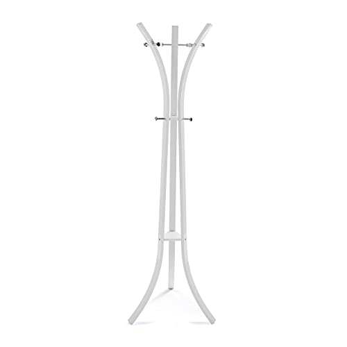 Versa Kiefer Minimalistischer Garderobenständer für den Eingangsbereich, mit 8 Haken für Kleidung oder Taschen für die Halle, Maßnahmen (H x L x B) 175 x 58 x 58 cm, Metall, Farbe: Weiß