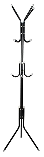 ISO TRADE Garderobenständer Kleiderständer Metall Schwarz/Weiß 170cm 12 Haken Garderobe 5342, Farbe:Schwarz/Black